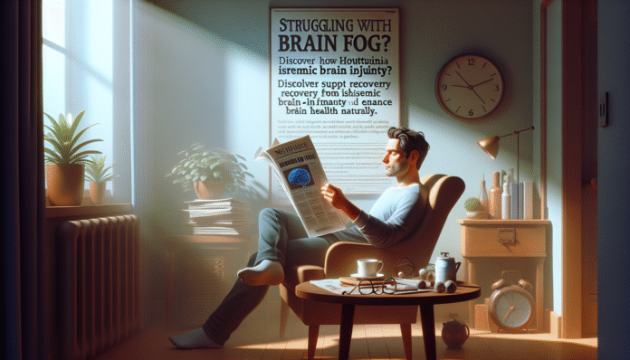 image-4 Man reading newspaper about brain health solutions.