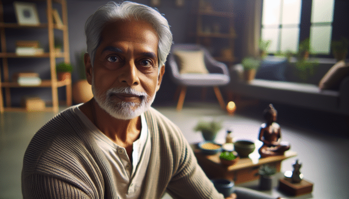 image-7 Elderly man sitting in cozy, serene living room.